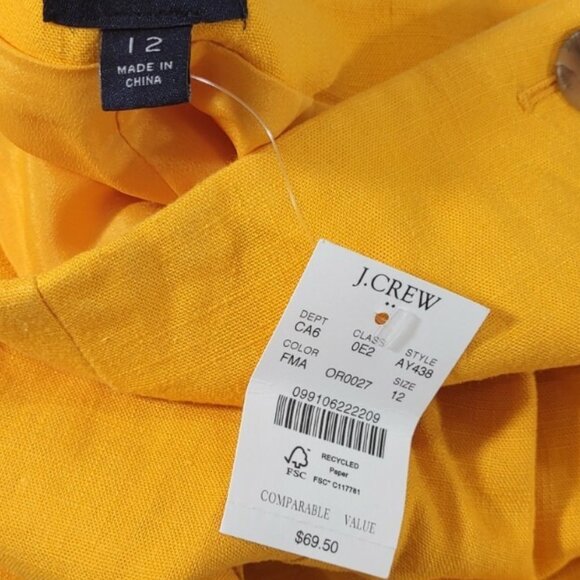 J.Crew Women's  Shorts Size 12 Linen Blend Drapey Sailor French Marigold NWT 31 - Picture 10 of 10